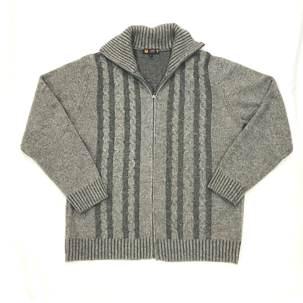JP UOMO FIRENZE wool sweater mens Italian zippered cardigan wool made in Italy L